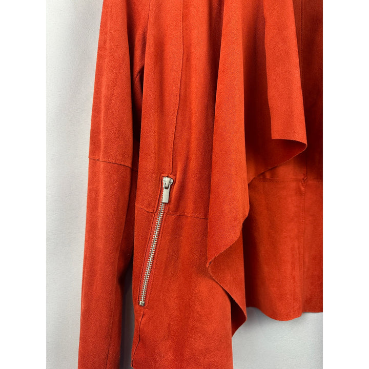 Women’s Bagatelle Collection Orange Faux Suede Drape Cardigan Size Small