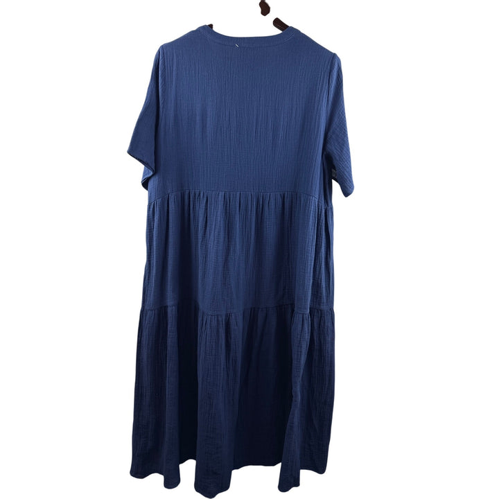 Women’s R. Vivimos XL Navy Blue Short Sleeve Maxi Dress