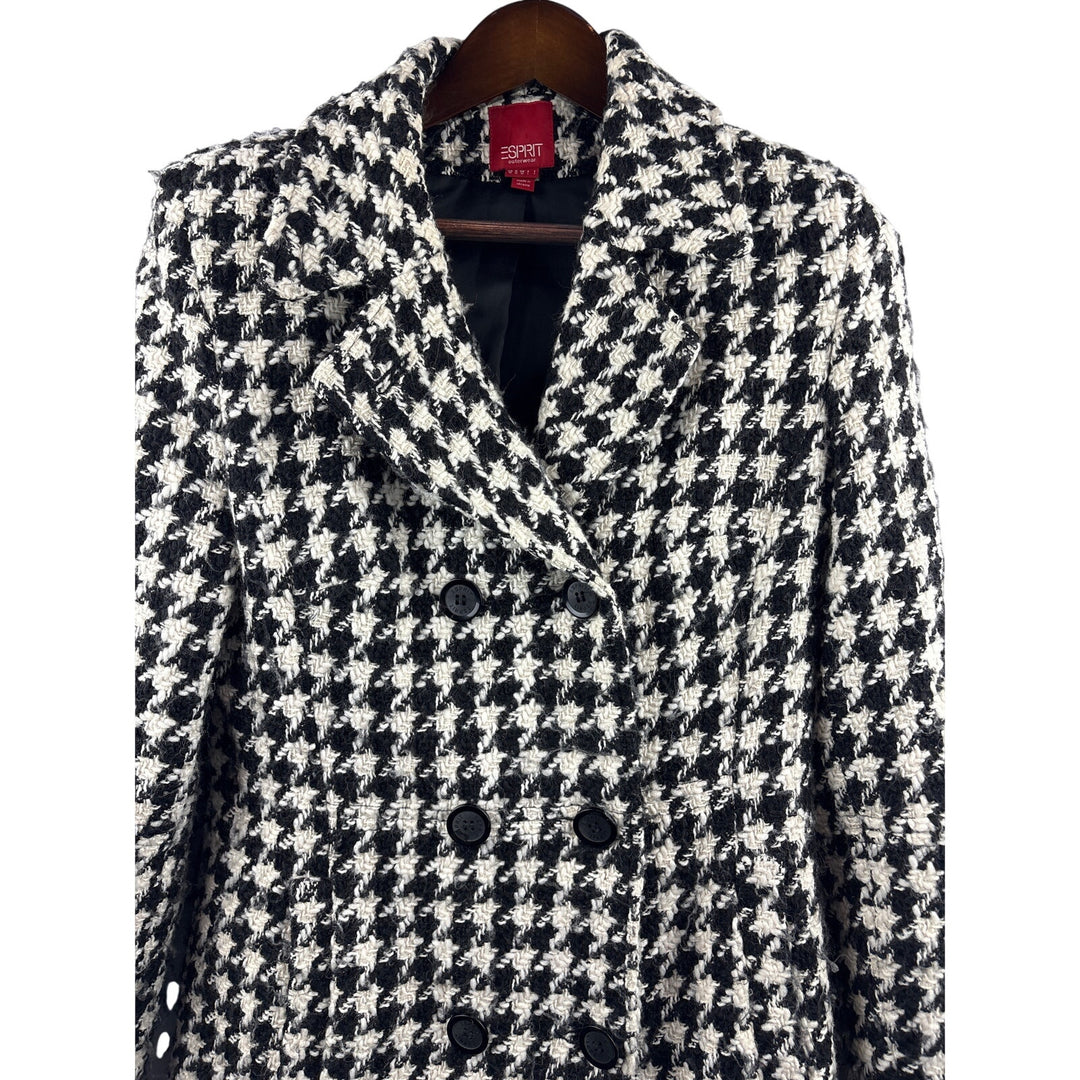 Women’s Esprit Medium Black & White Check Patterned Peacoat