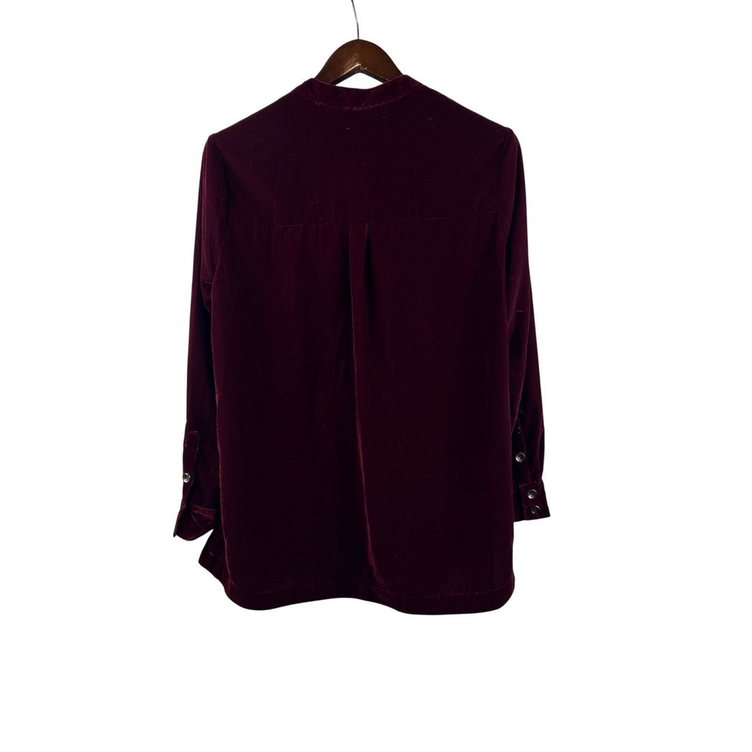 Women’s Soft Surroundings Large Garnet Velvet Long Sleeve Blouse