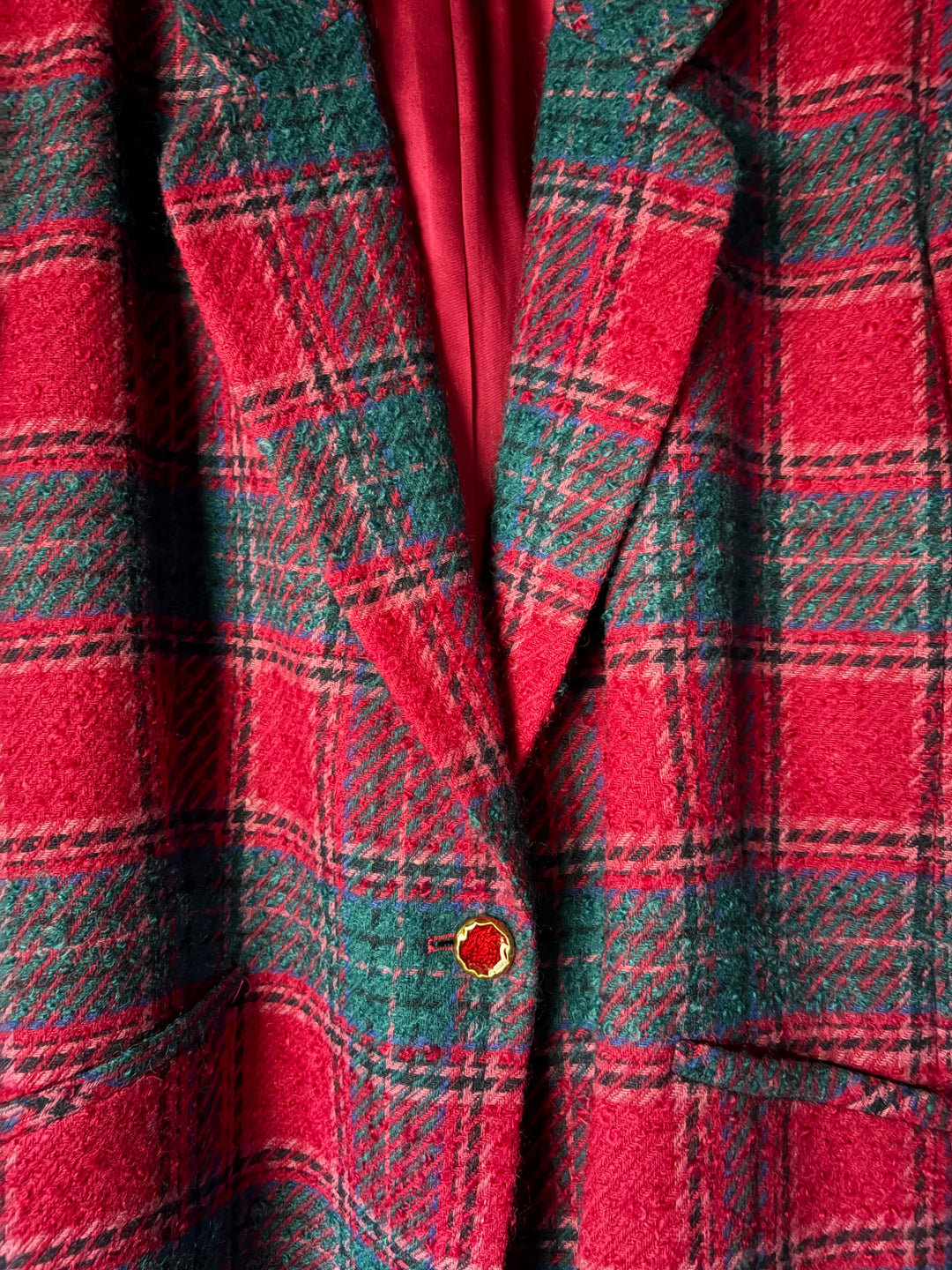 Vintage Pendleton Plus Size Plaid Wool Blazer Jacket Made in USA Pink Teal