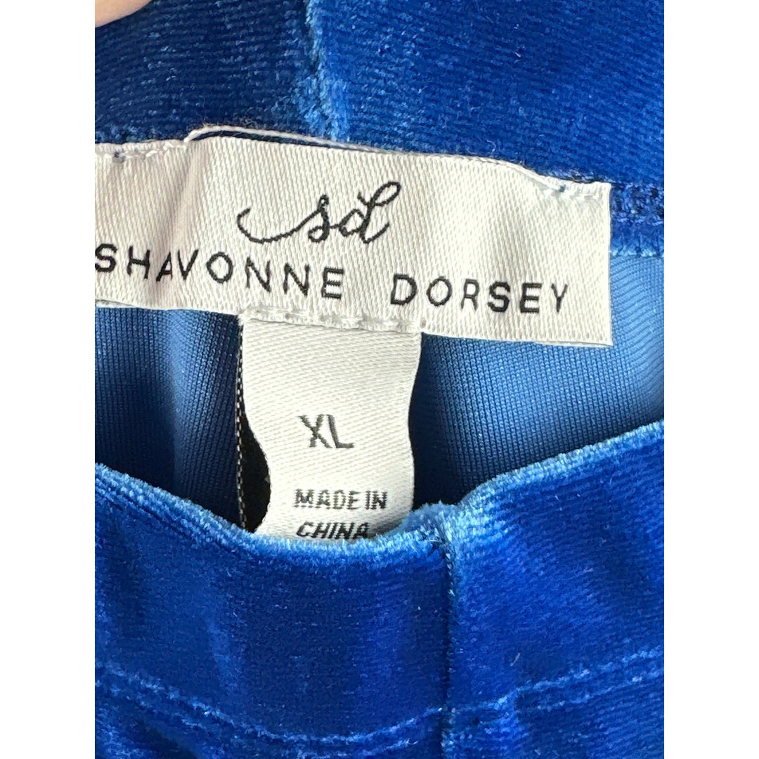 Women’s Shavonne Dorsey Royal Blue Velvet Leggings Size XL