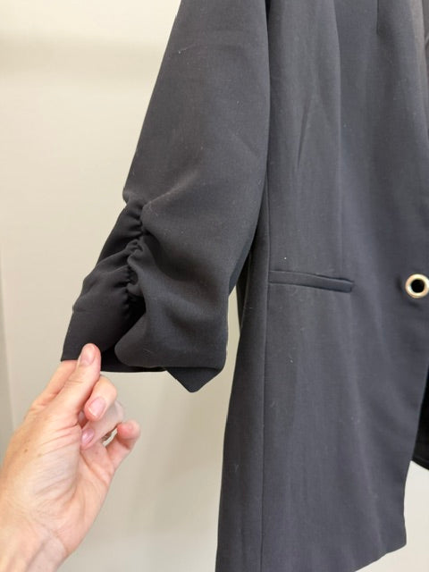 Torrid Ruched Sleeve Open Front Blazer Black Sz1 14/16