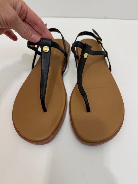 Cole Haan Flora Thong Sandals Black Leather Sz9.5