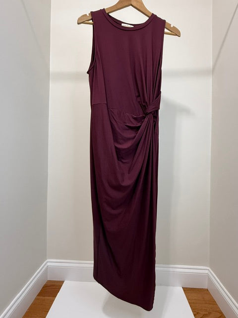 Nine Britton Burgundy Twist Waist Faux Wrap Tank Midi Dress SzXL