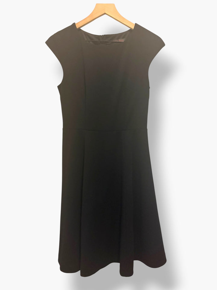 Dress Tells Black Cap Sleeve A-Line Fit Flare Dress Small Business Cocktail Chic