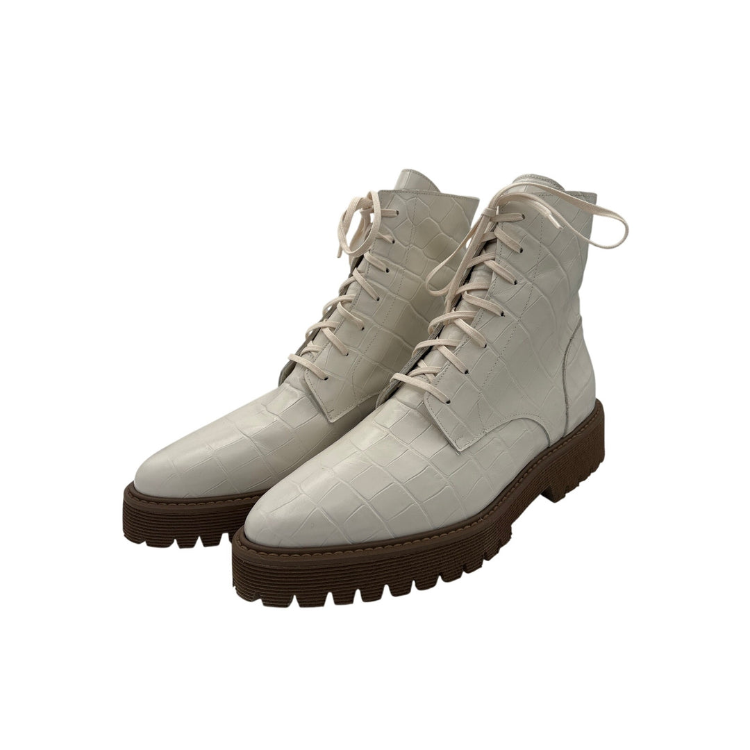 Women’s Frēda Salvador Size 8 White Leather Lace Up Boots