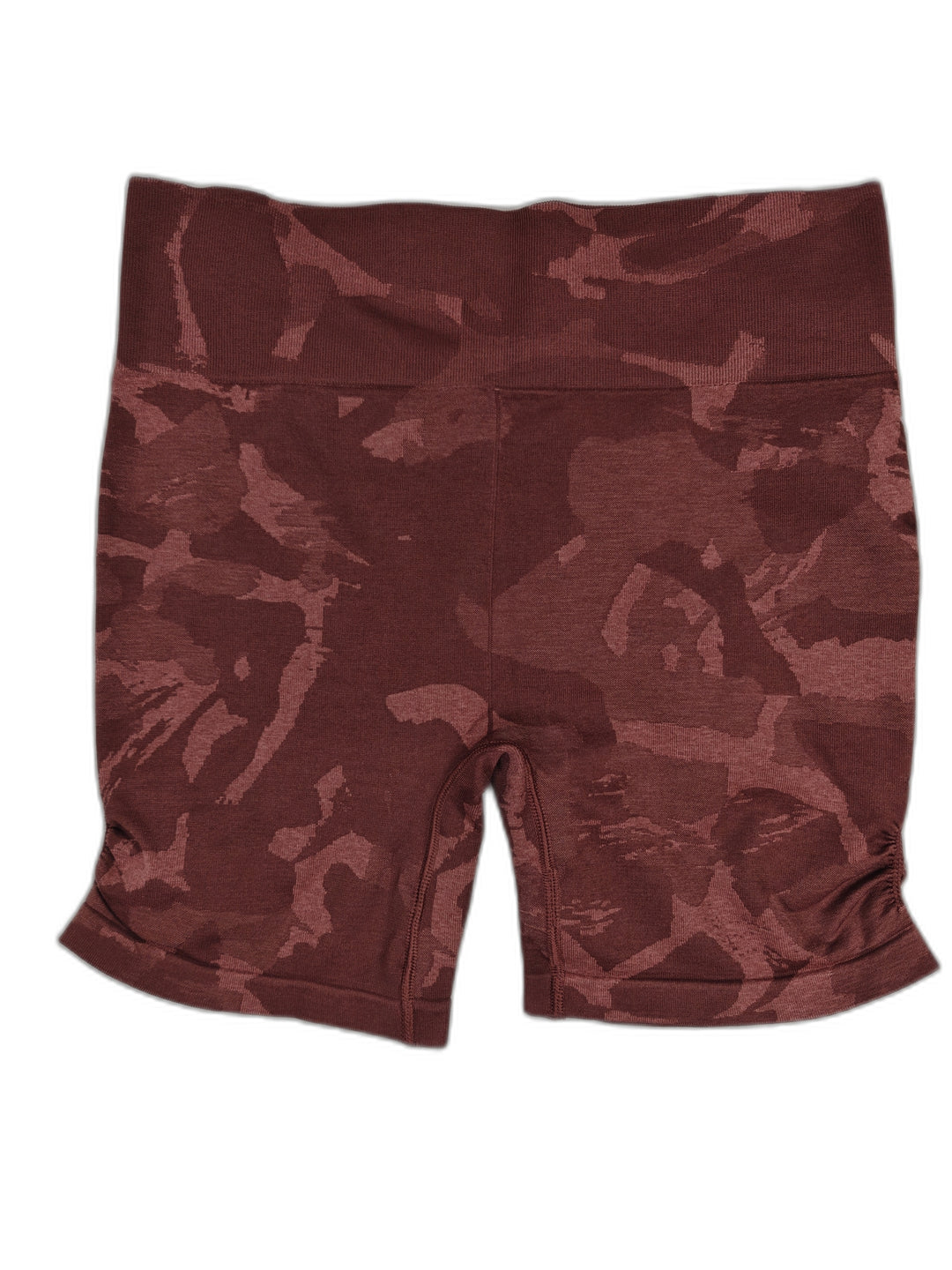 Womens Gymshark Biker Shorts Burgundy Camo XL