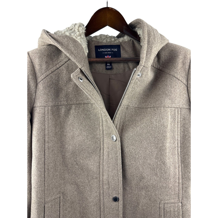 Women’s London Fog XL Beige Hooded Winter Coat