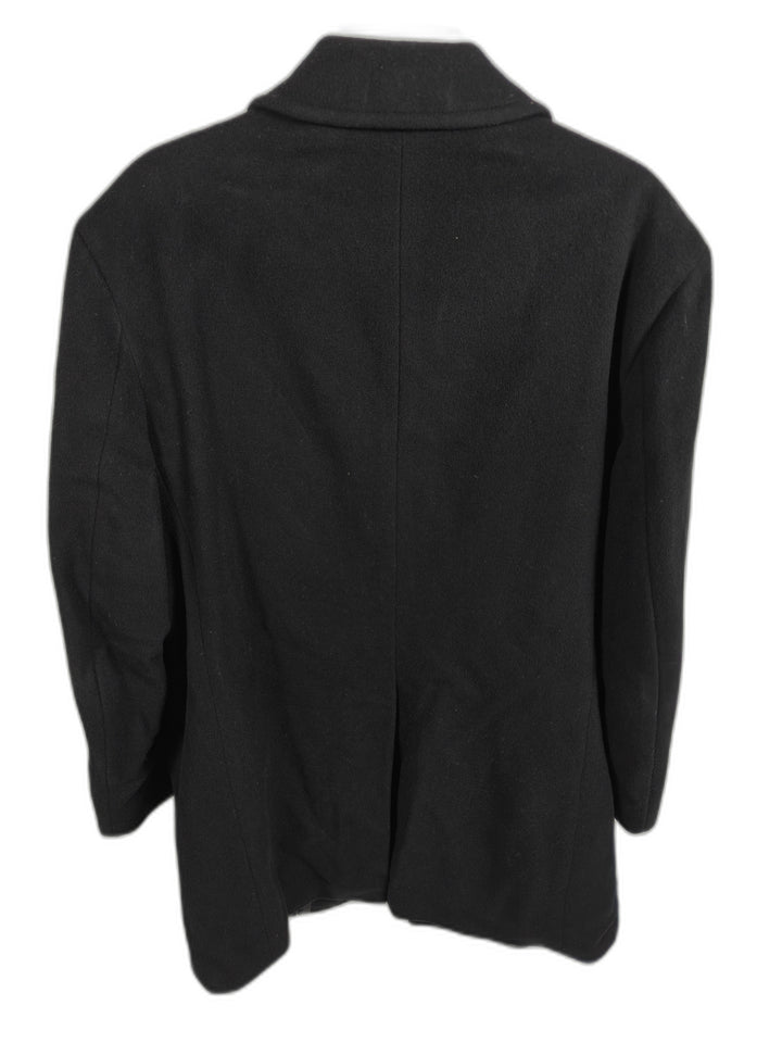 London Fog Mens Black Wool Blend Overcoat with Wide Notched Lapels