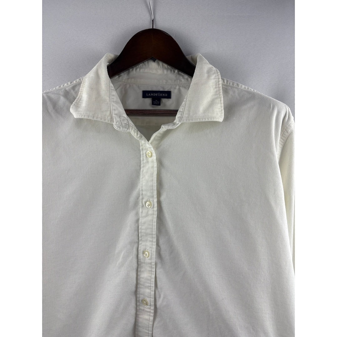 Men’s Land’s End 24-26 W White Corduroy Button Up