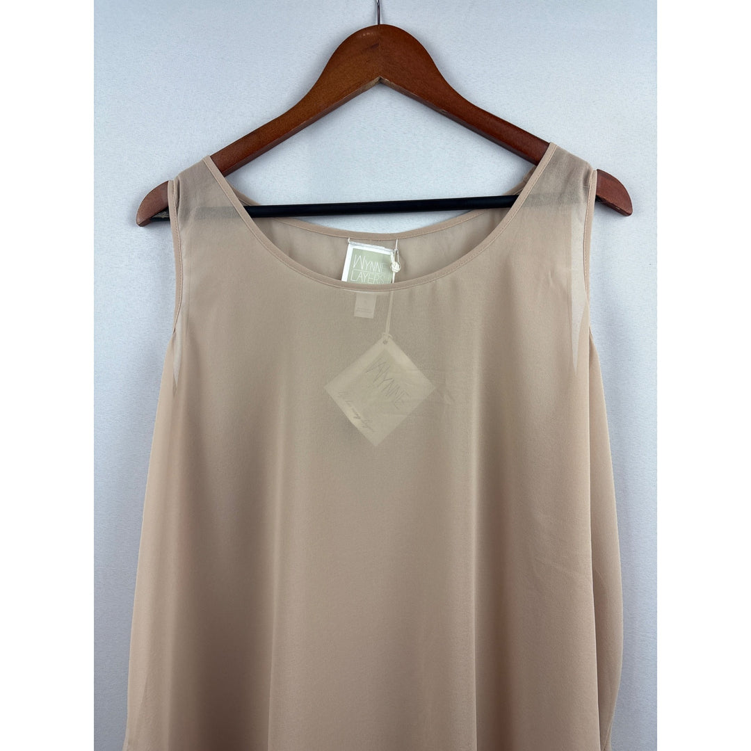 Women’s Wynne Layers Size 1X Tan Sheer Tank Blouse