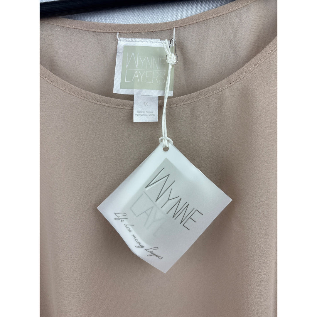 Women’s Wynne Layers Size 1X Tan Sheer Tank Blouse