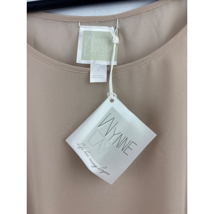 Women’s Wynne Layers Size 1X Tan Sheer Tank Blouse