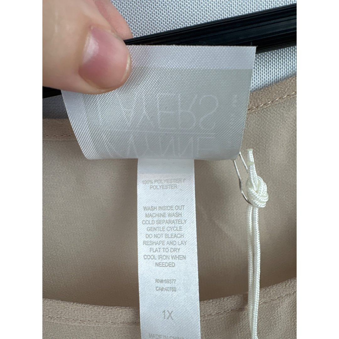 Women’s Wynne Layers Size 1X Tan Sheer Tank Blouse