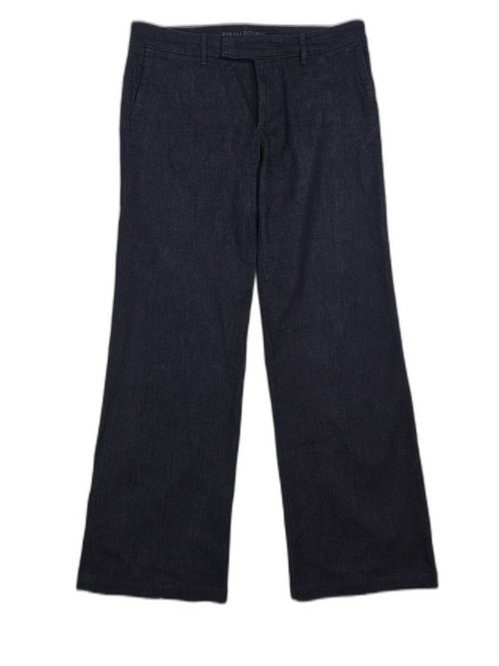 Womens Banana Republic Wide Leg Pants Dark Blue Size 31L