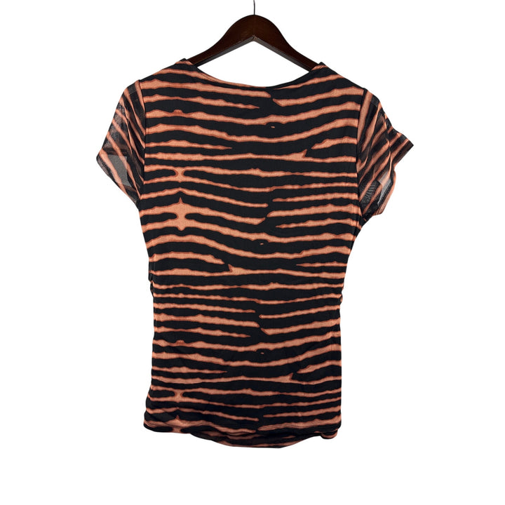 Women’s I.N.C Large Black & Reddish Orange Tiger Striped Blouse
