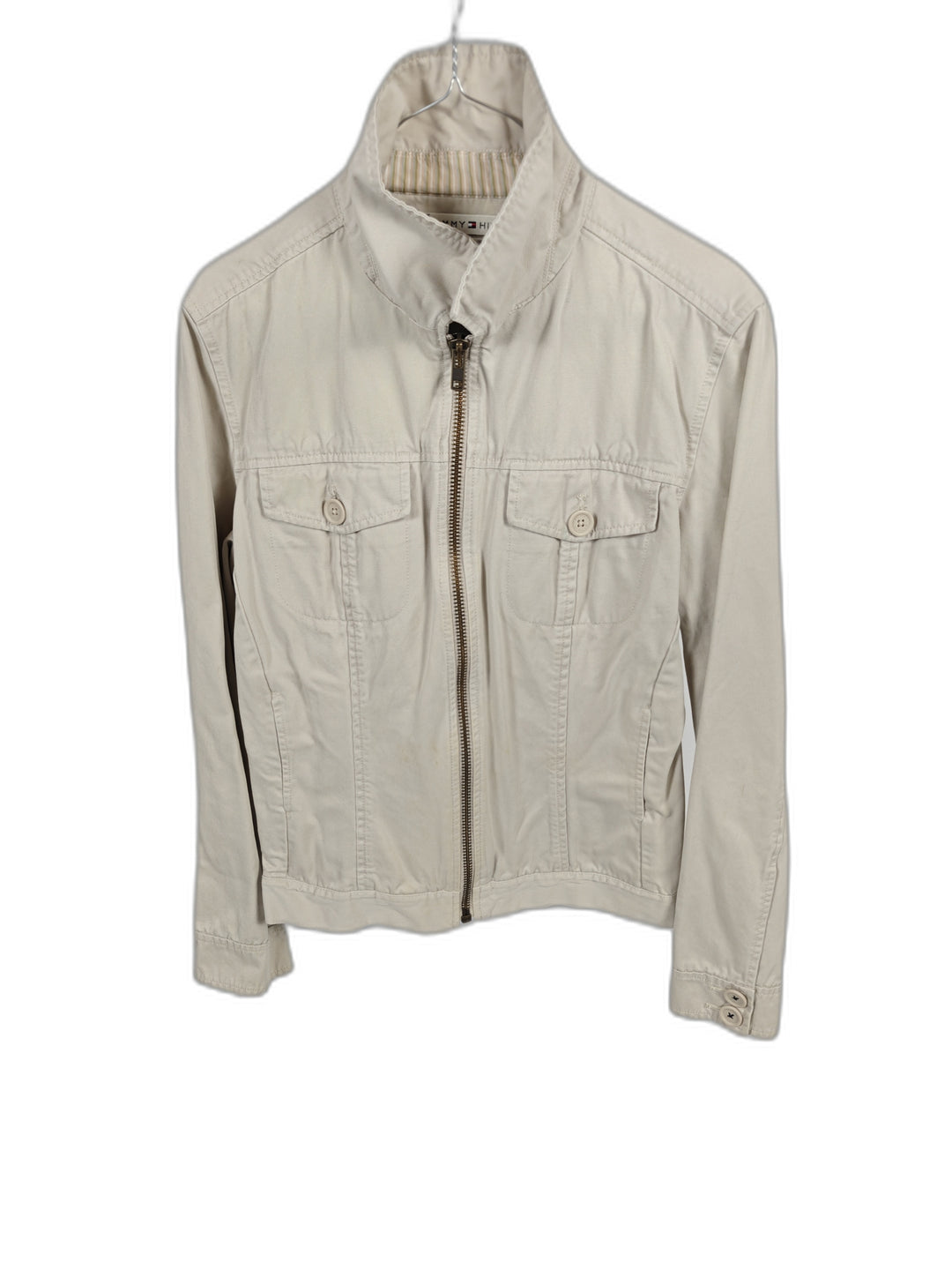 Mens Tommy Hilfiger Cream Beige Utility Jacket With Zipper