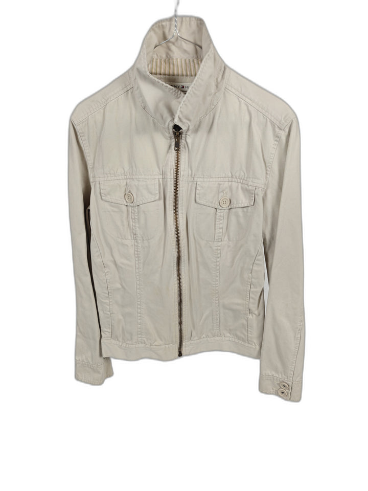 Mens Tommy Hilfiger Cream Beige Utility Jacket With Zipper