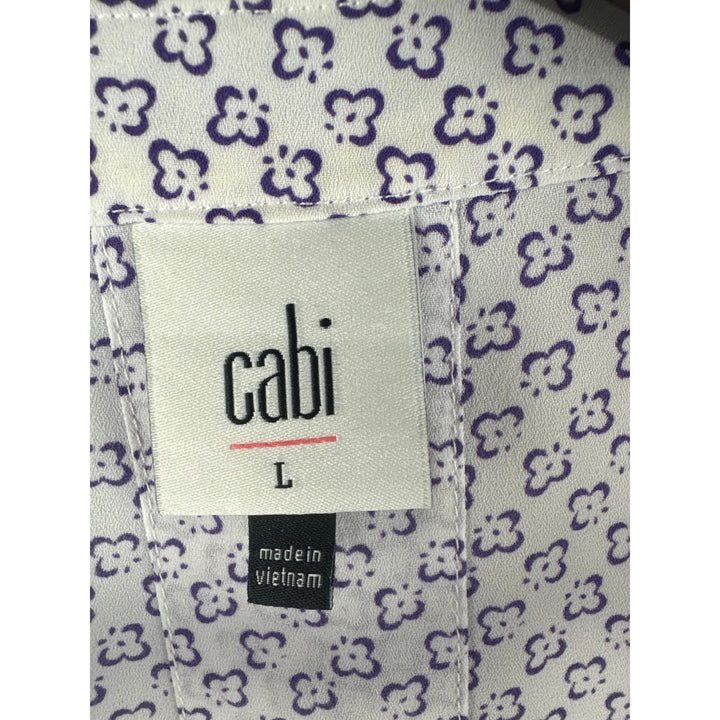 Women’s CAbi Large White Sleeveless Blouse w/ Purple Florals