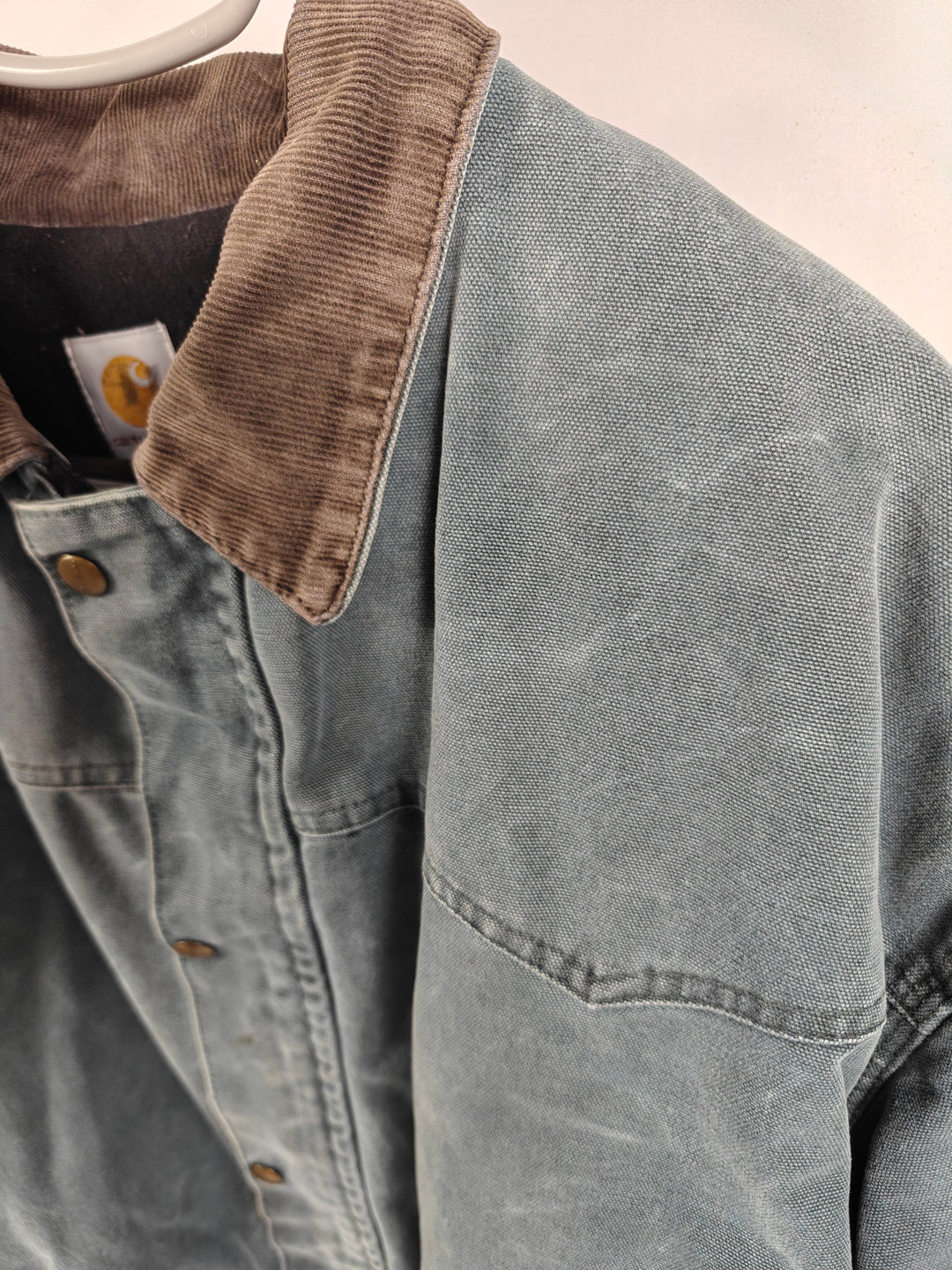 Vintage Carhartt Heavyweight Duck Canvas Work Jacket Faded Blue Gray