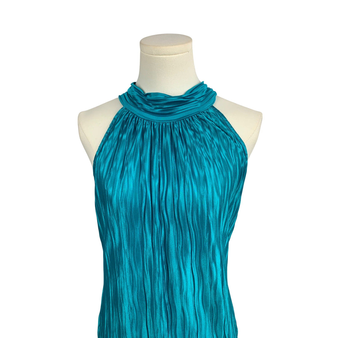 Heart Soul Womens Turquoise Sleeveless Halter Neck Top L Polyester