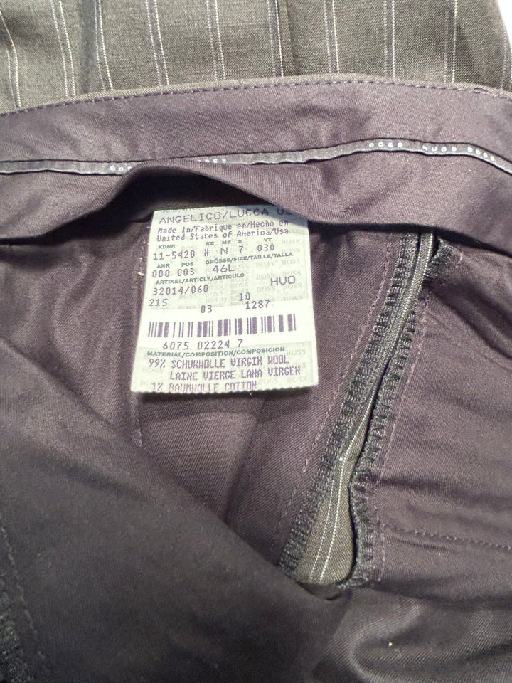Hugo Boss Vintage Made in USA Men’s Black Pinstripe Wool Suit 46L 40x30
