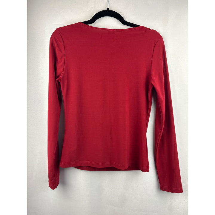 Susan Lawrence Red Cowl Neck Long Sleeve Top S