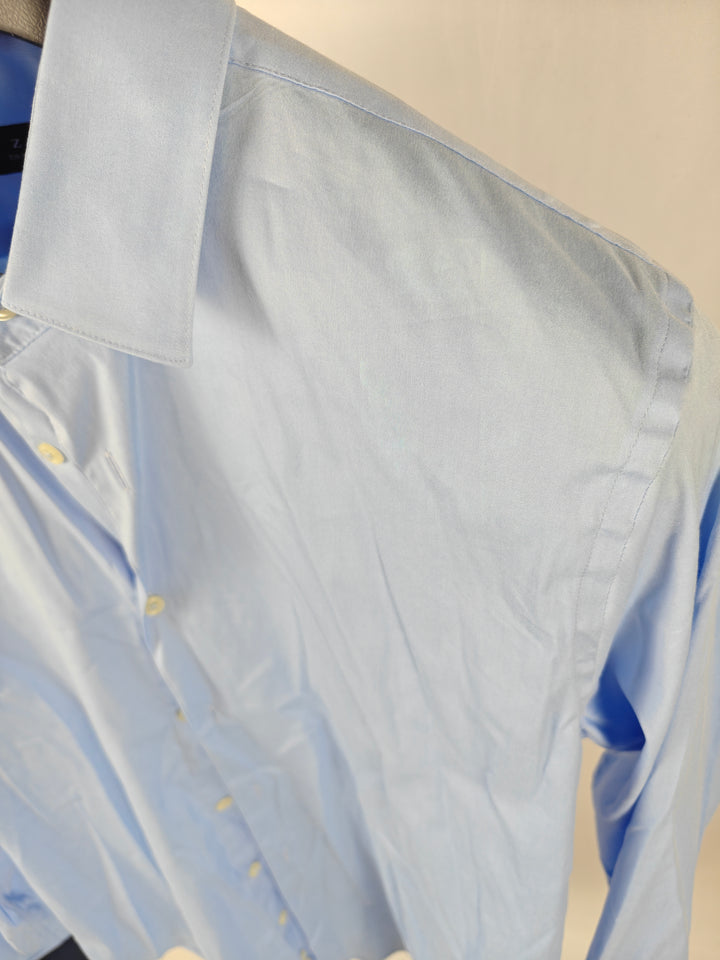 Men’s Zara Man Slim Fit Dress Shirt Blue XL French Cuff