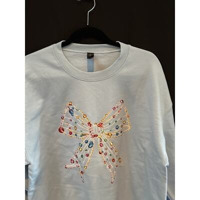 Gildan Heavy Blend Bow Embroidered Sweatshirt Light Blue G
