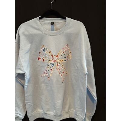 Gildan Heavy Blend Bow Embroidered Sweatshirt Light Blue G