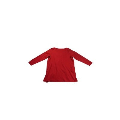 Women's  Roaman's Red Cotton Long Sleeve Shirt - Size L
