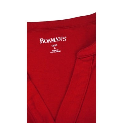Women's  Roaman's Red Cotton Long Sleeve Shirt - Size L