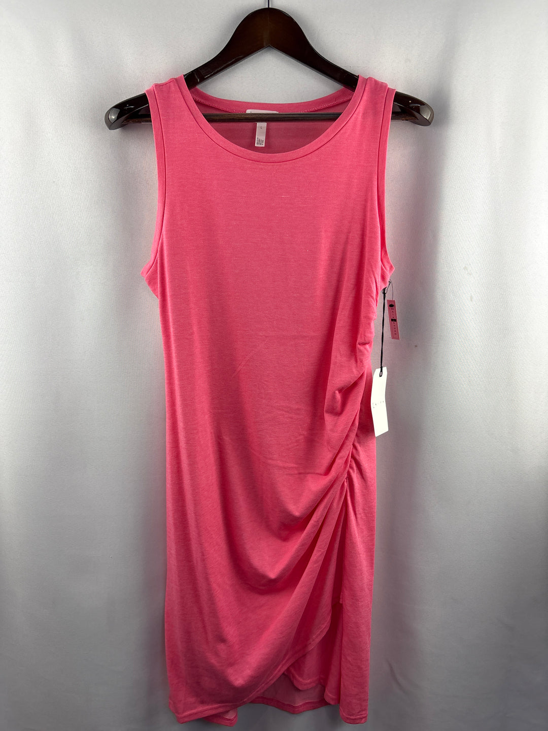 Women’s Leith Large Bright Pink Ruched Midi Bodycon Dress