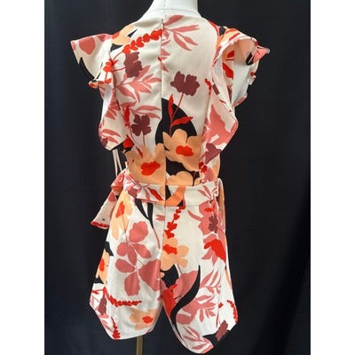 Floral Wrap Romper With Ruffle Sleeves Size XS Great Jones