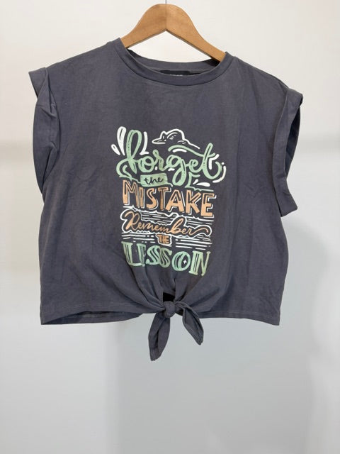 CIDER Forget The Mistake Remember The Lesson Graphic Tie Front Tee XL
