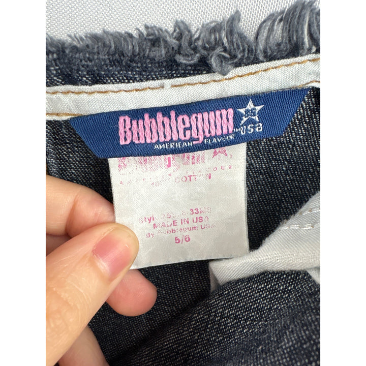 Bubblegum Womens Frayed Denim Skirt W/ Pockets & Front Zip Closure