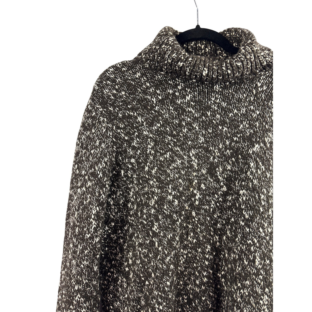 Women’s Chico’s 2XL Wool Brown & White Knit Turtleneck Sweater