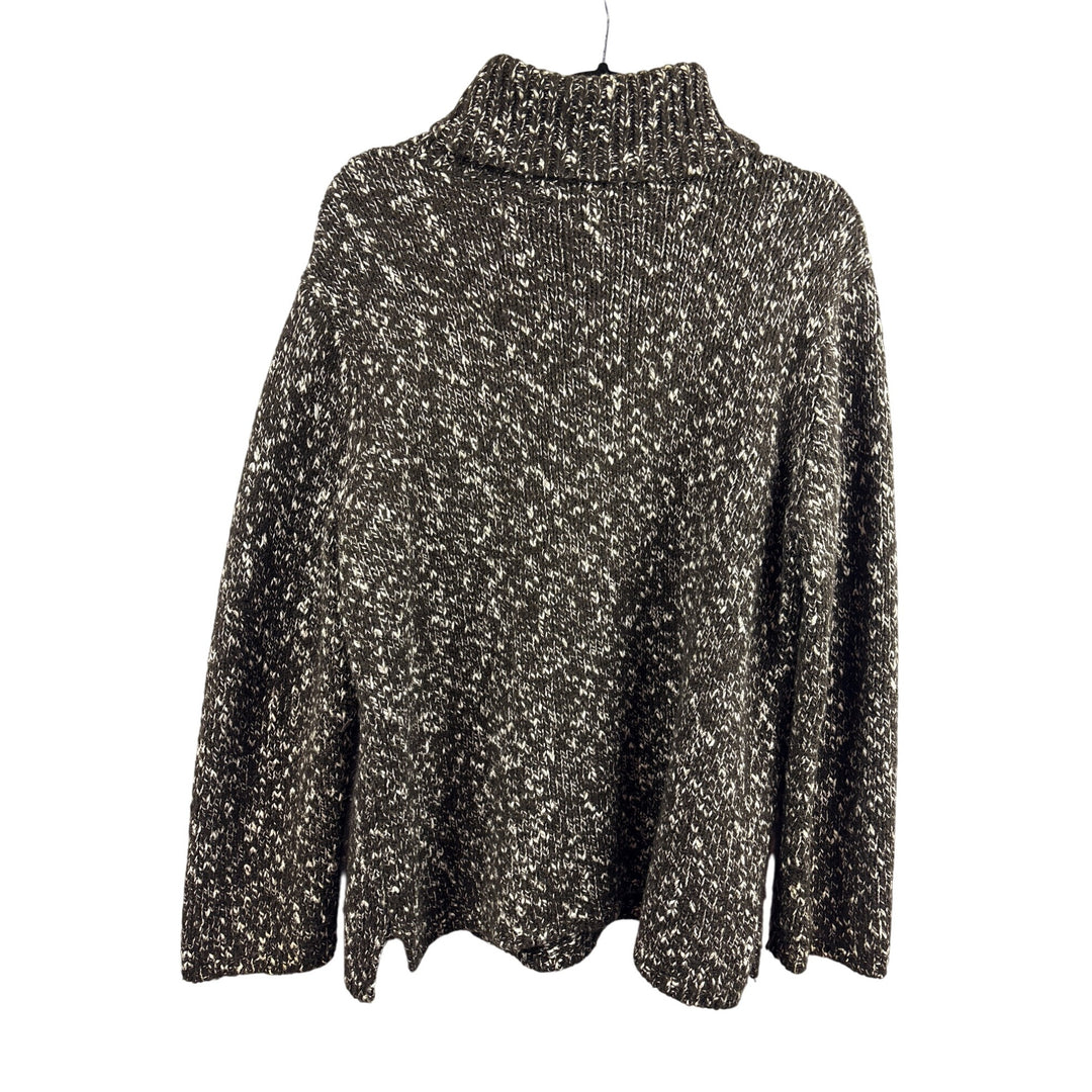 Women’s Chico’s 2XL Wool Brown & White Knit Turtleneck Sweater