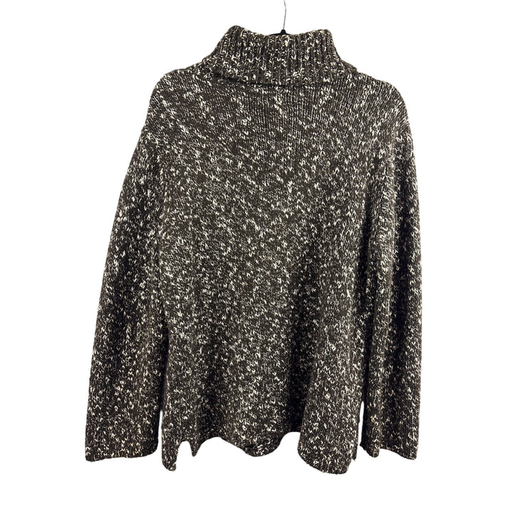 Women’s Chico’s 2XL Wool Brown & White Knit Turtleneck Sweater