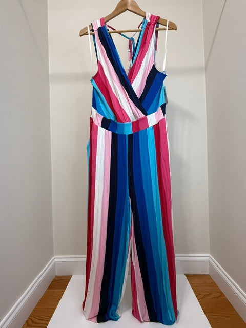 Torrid Stripe Wide Leg Jumpsuit NWT Sz1 / 1X /14-16