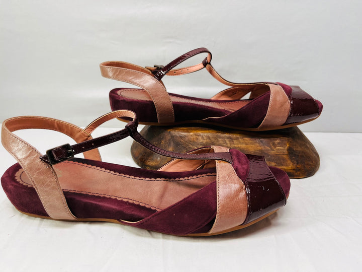 Miss Albright Lavender Leather Sandals Women's Strappy Buckle Casual Shoes Size 8.5