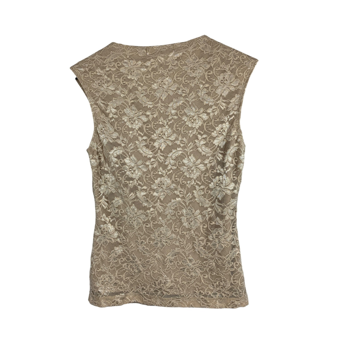 Rampage Womens Beige Lace Sleeveless Top M