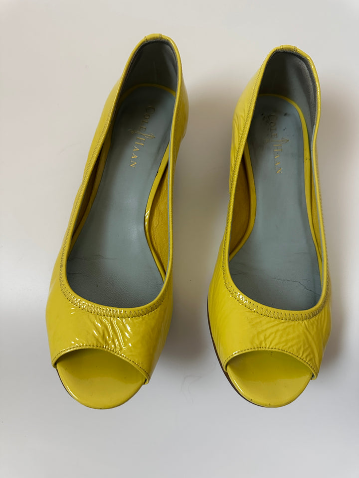 Cole Haan Tali Nike Air Peep-Toe Wedge Pumps in Citron