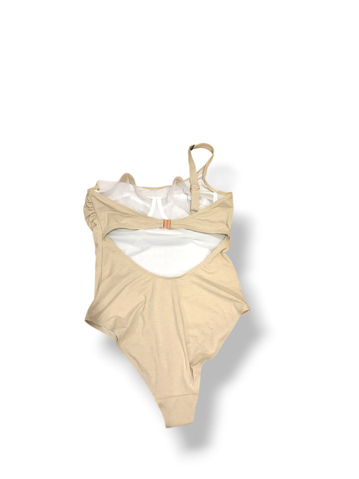 Ivory Rose Champagne Sparkle One Shoulder Swimsuit Large 36E Fuller Bust NWT