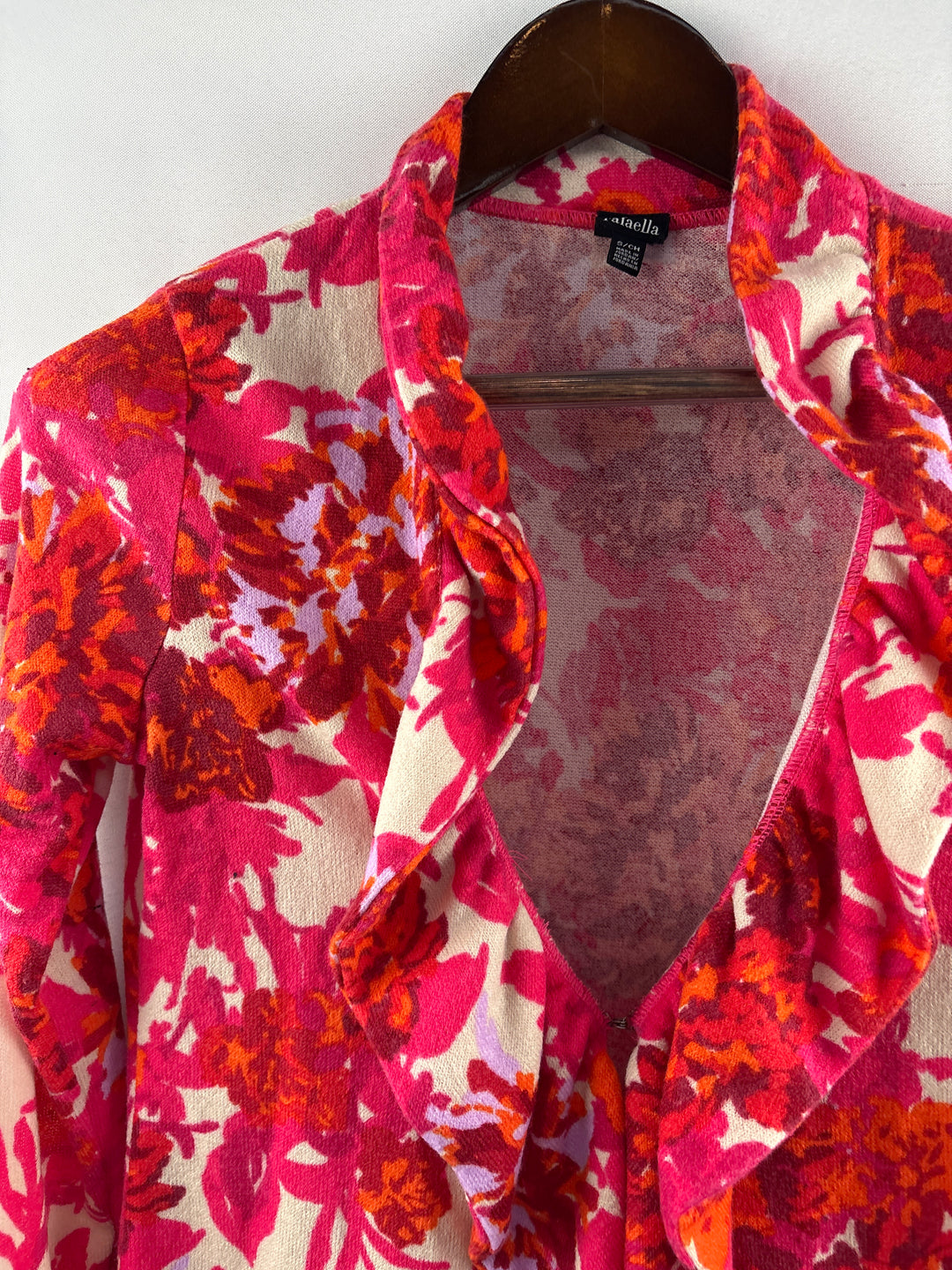 Women’s Rafaella Small Pink, Orange White Floral Cardigan