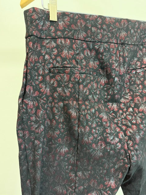 NY&amp;C Metallic Floral Pull On Ankle Pants NWT SzXL