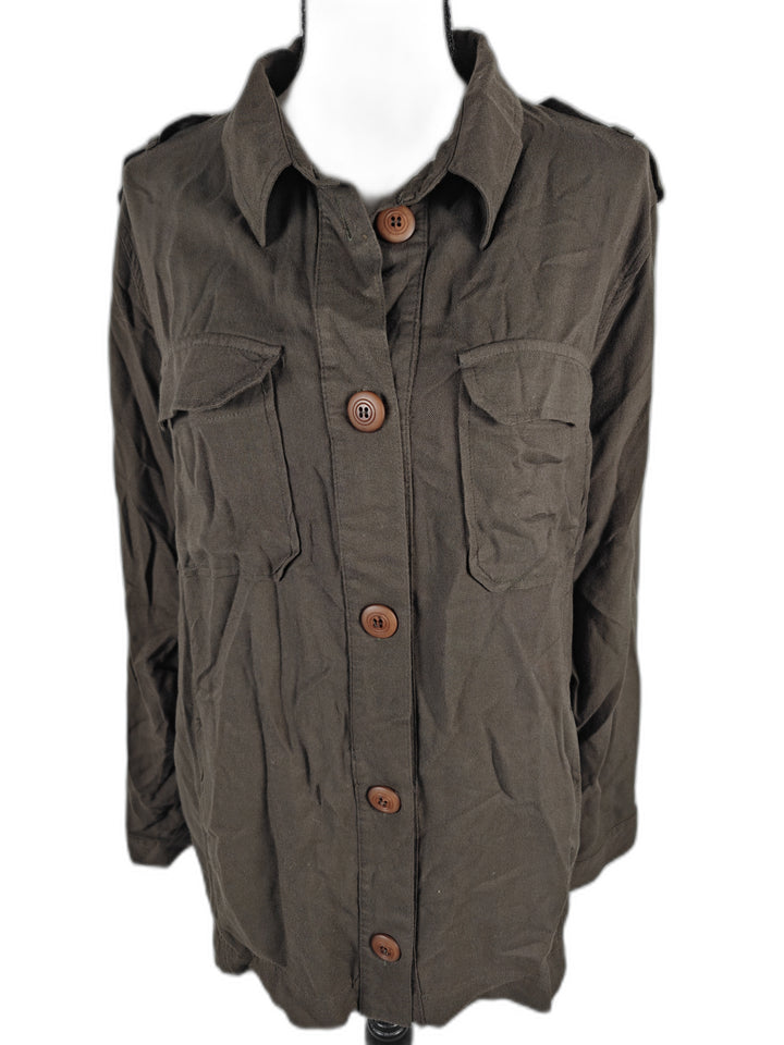 Women’s Harlowe &amp; Graham Utility Shirt Jacket Brown Size M