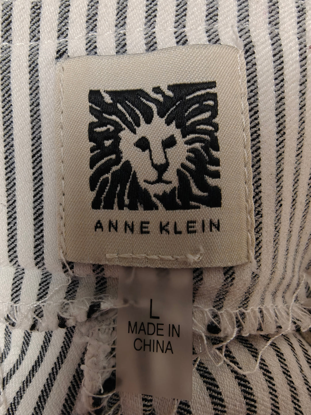 Womens Anne Klein Pants Black White Striped Size L