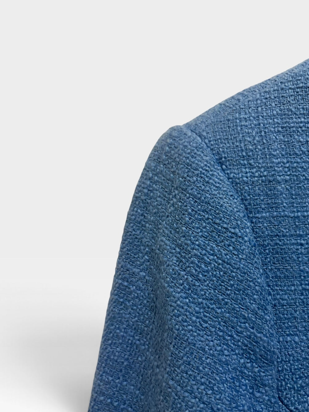 Susan Graver Royal Blue Tweed Blazer Jacket Size 4 Gold Buttons Quiet Luxury